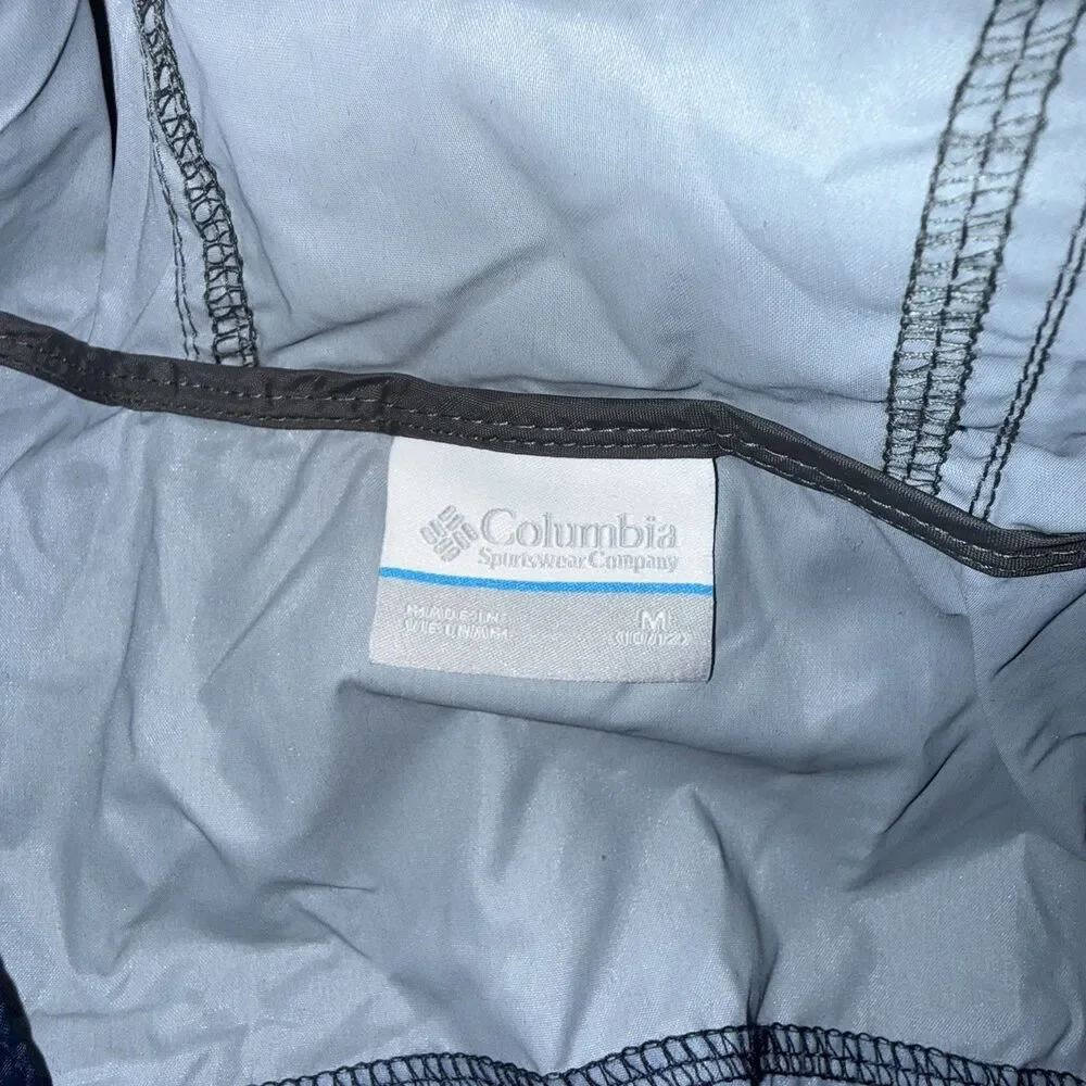Columbia Youth Boys Rain Jacket Medium M 10/12 Blue Gray Windbreaker Hooded Zip